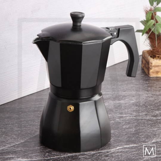 Moka Pot Siyah 6 Kişilik Kahve Demleme Cezvesi - 360 ml